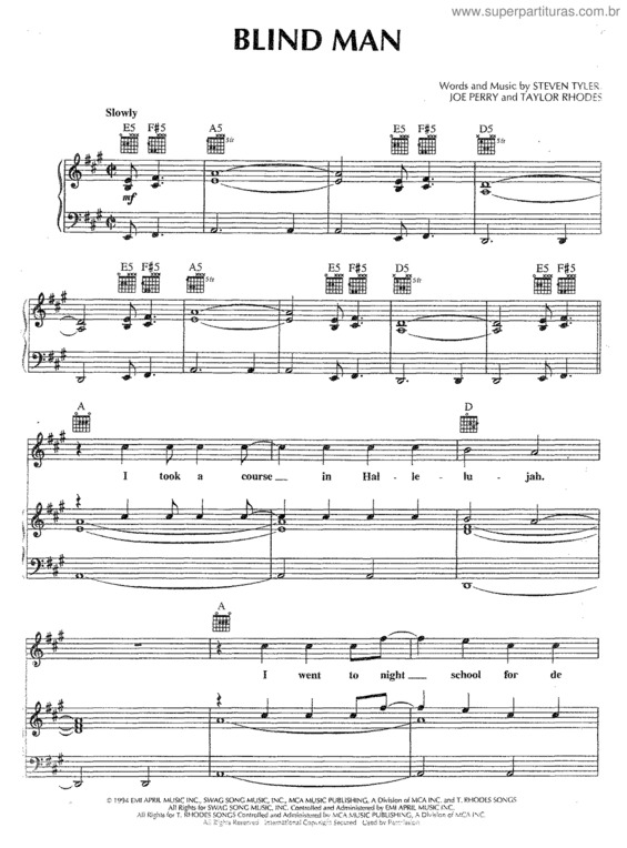 Partitura da música Blind Man