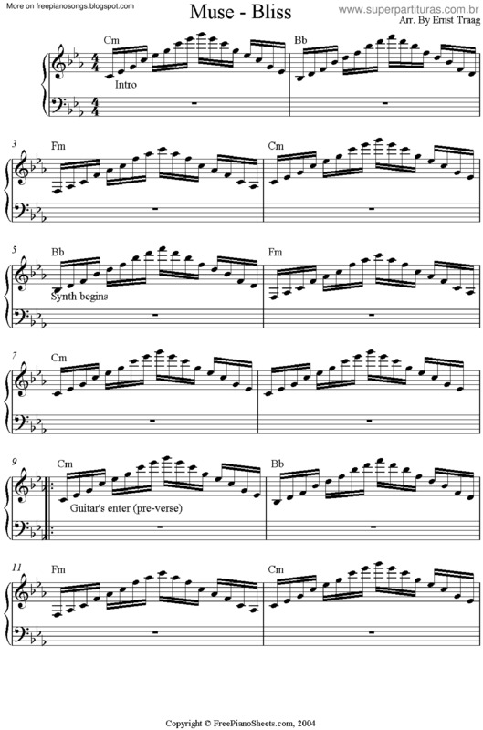 Partitura da música Bliss