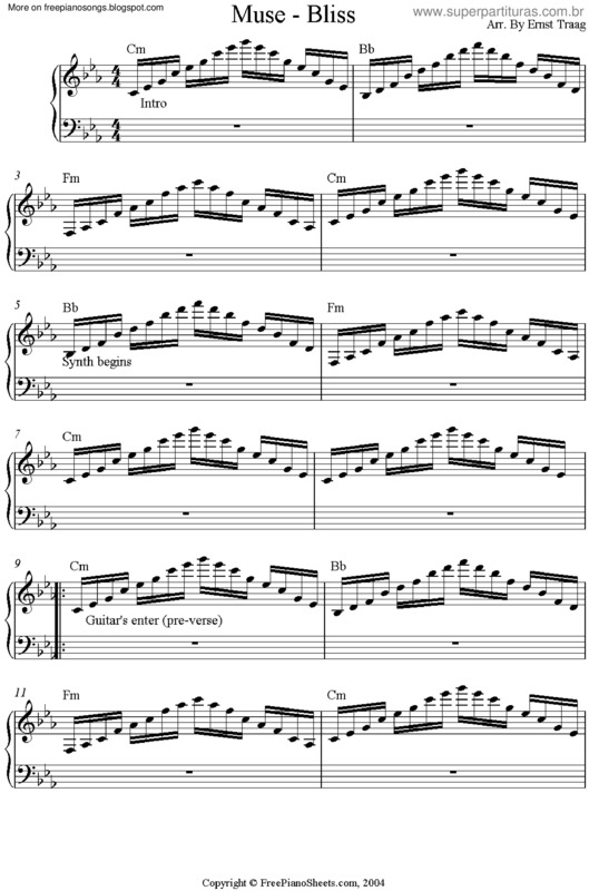 Partitura da música Bliss