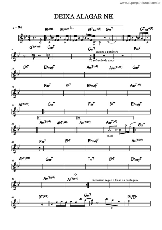 Partitura da música Bloco Deixa Alagar