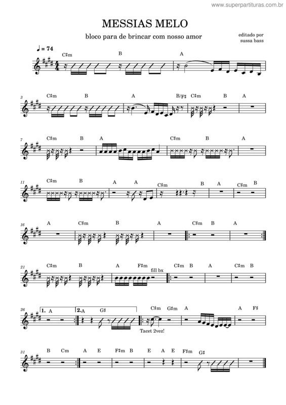 Partitura da música Bloco Para De Falar Do Nosso Amor v.3