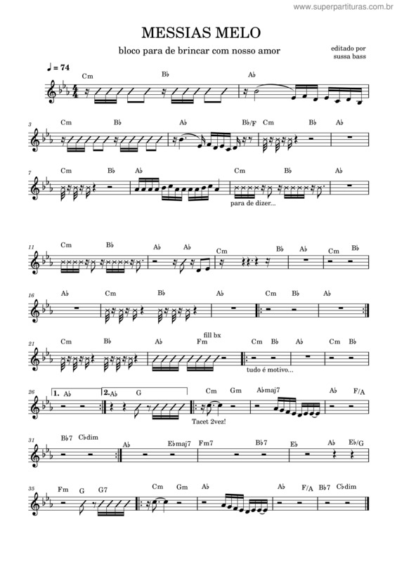 Partitura da música Bloco Para De Falar Do Nosso Amor v.4