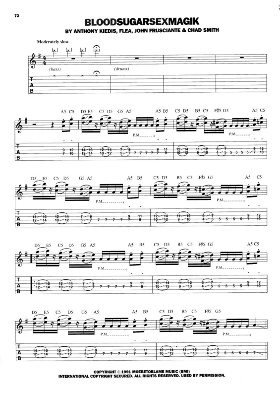 Partitura da música Blood Sugar Sex Magik