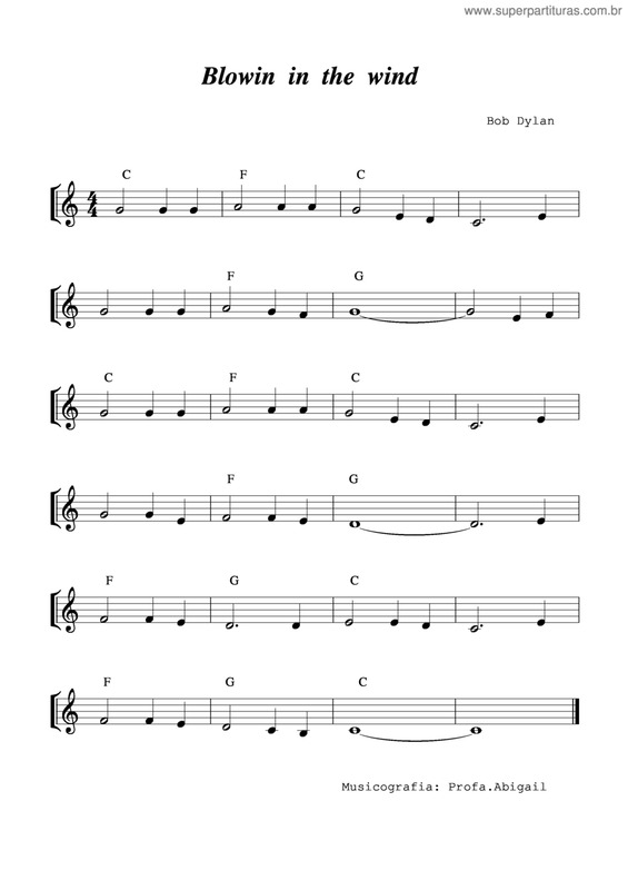 Partitura da música Blowin In The Wind