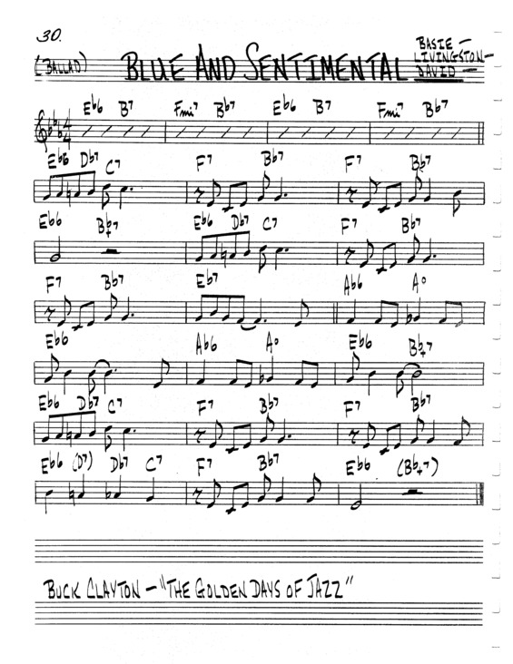 Partitura da música Blue And Sentimental v.6