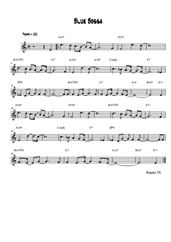 Partitura da música Blue Bossa v.3