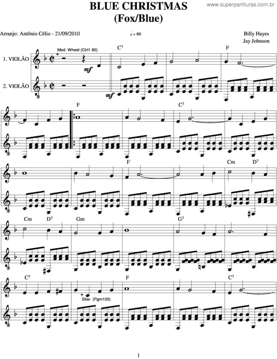 Partitura da música Blue Christmas v.3