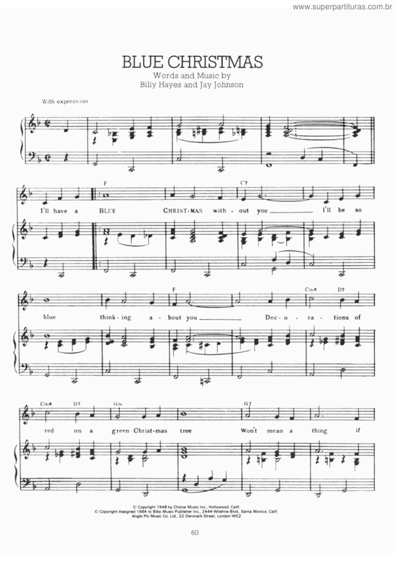 Partitura da música Blue Christmas