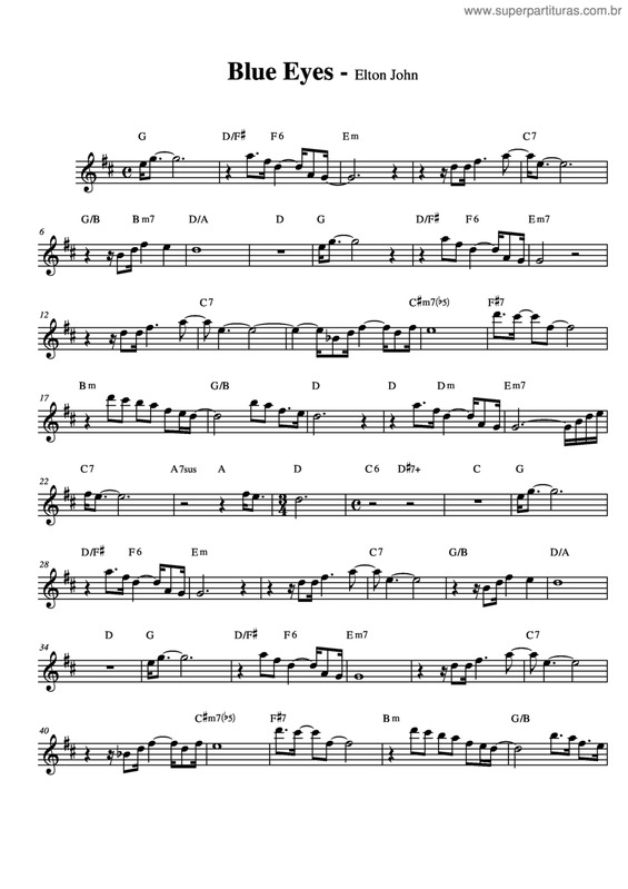 Partitura da música Blue Eyes v.7