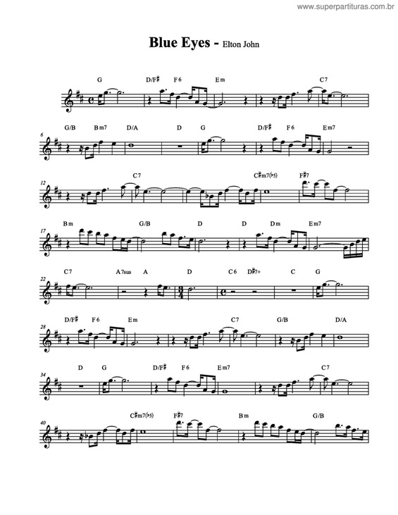 Partitura da música Blue Eyes