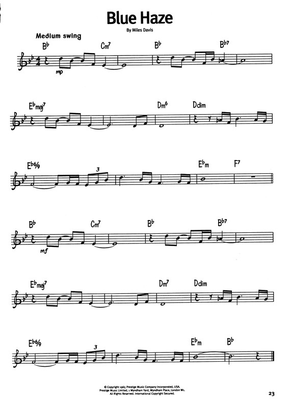 Partitura da música Blue Haze v.2