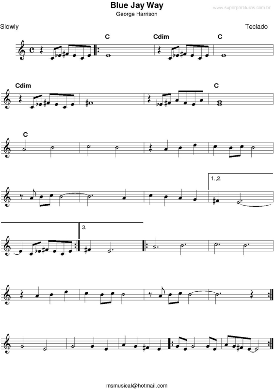 Partitura da música Blue Jay Way v.2