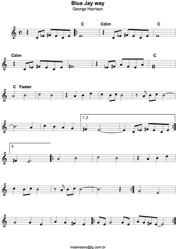 Partitura da música Blue Jay way v.3