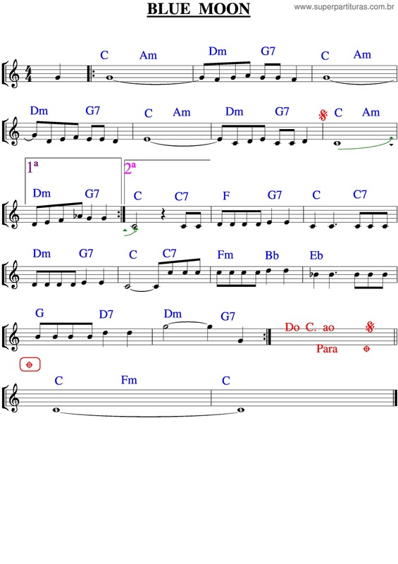 Partitura da música Blue Moon v.13