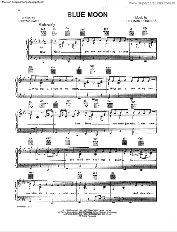 Partitura da música Blue Moon v.16