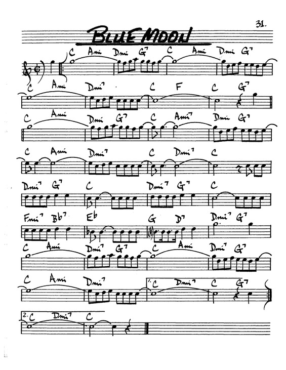 Partitura da música Blue Moon v.3