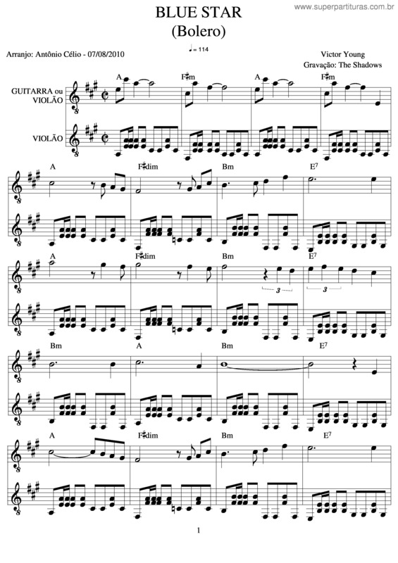 Partitura da música Blue Star v.2