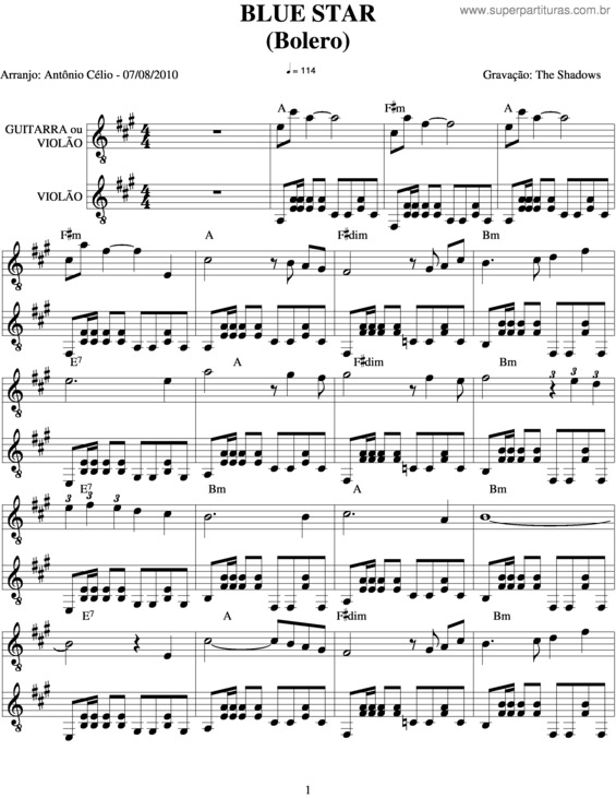 Partitura da música Blue Star v.3