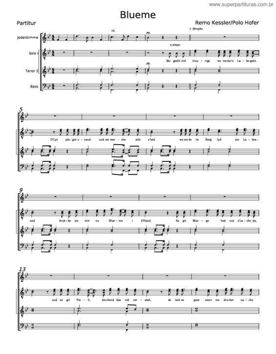 Partitura da música Blueme – Remo Kessler