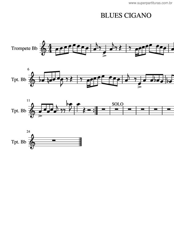 Partitura da música Blues Cigano