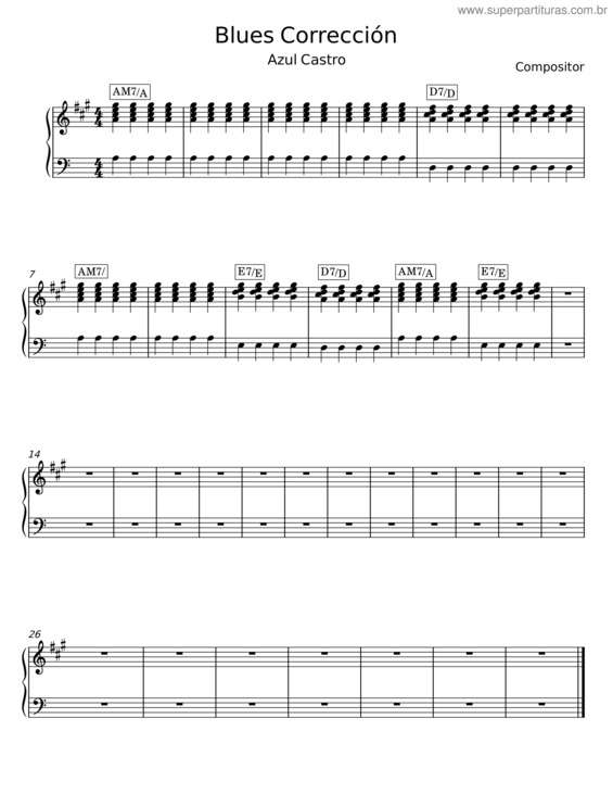 Partitura da música Blues Corrección – Azul Castro