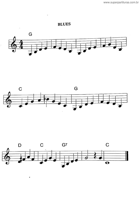 Partitura da música Blues