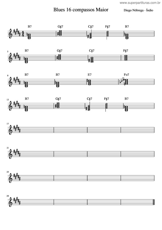Partitura da música Blues_16_Compassos_Maior B