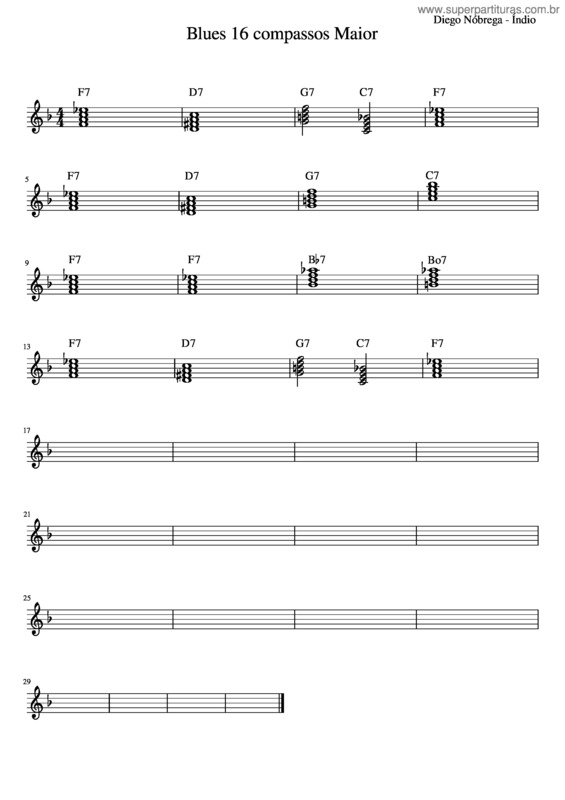 Partitura da música Blues_16_Compassos_Maior F
