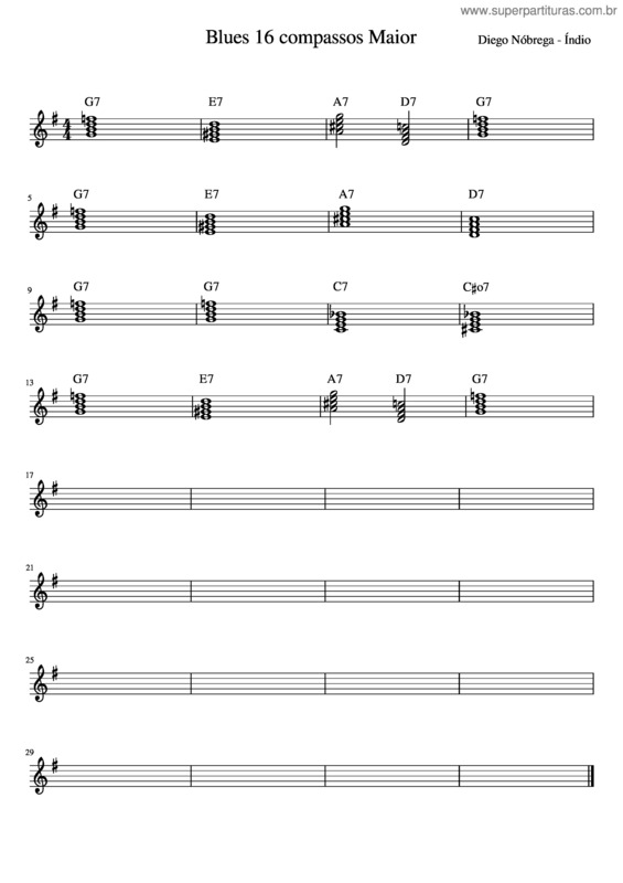 Partitura da música Blues_16_Compassos_Maior G