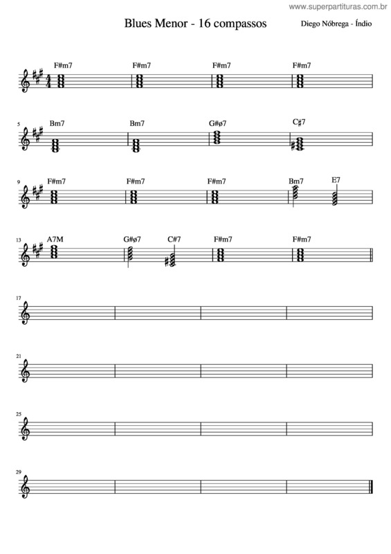 Partitura da música Blues_Menor_–_16_Compassos F#M