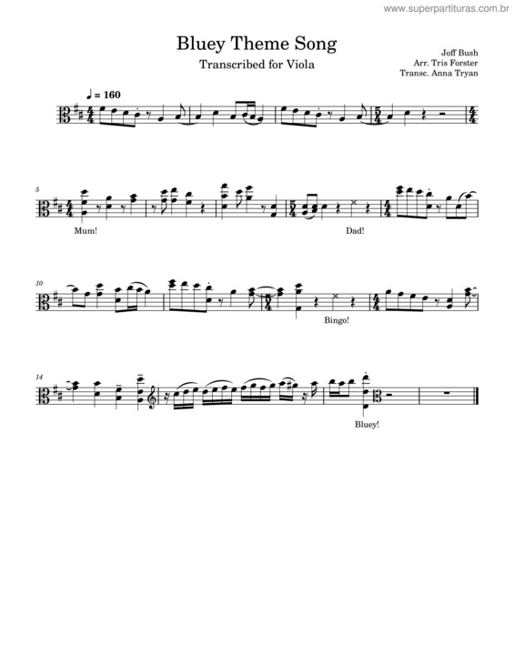 Partitura da música Bluey Theme Song