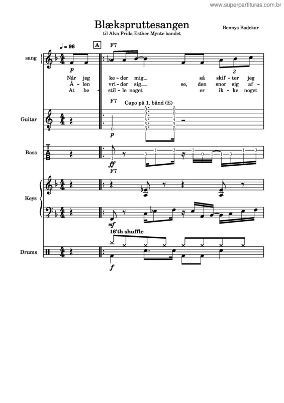 Partitura da música Blækspruttesangen – Arr. Til Dim–Hold