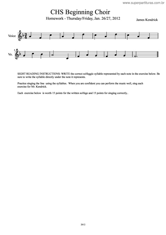 Partitura da música Bmc Sight Reading 1–27–12