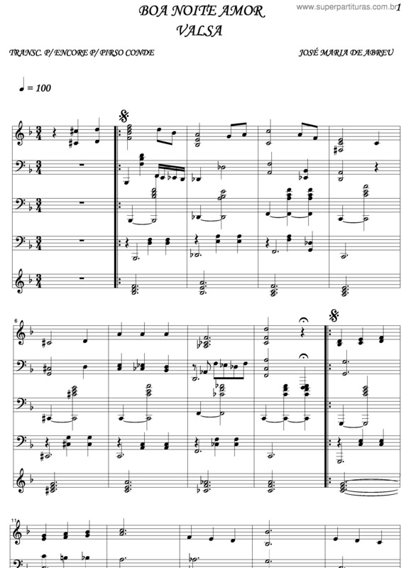 Partitura da música Boa Noite, Amor!