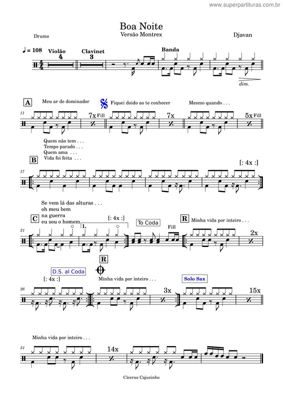 Partitura da música Boa Noite v.8