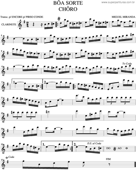 Partitura da música Boa Sorte