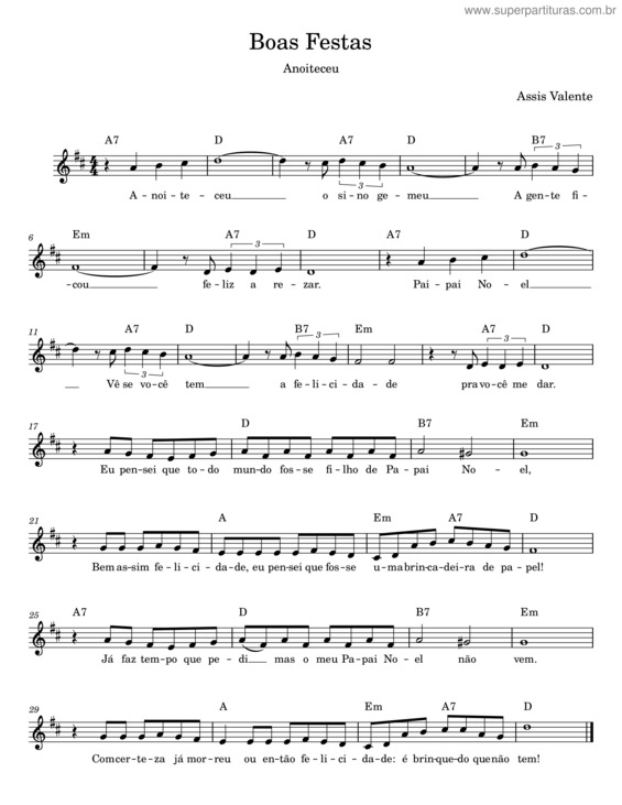 Partitura da música Boas Festas – Assis Valente v.8