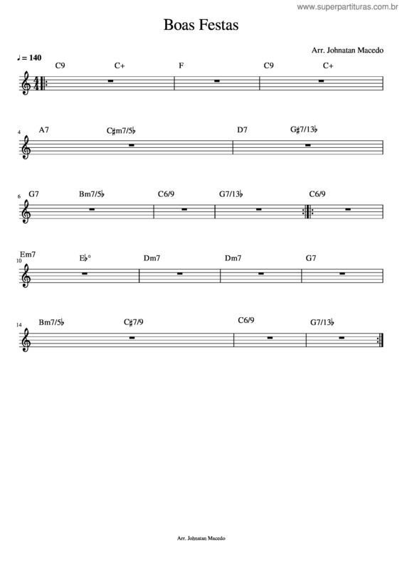 Partitura da música Boas Festas Quinteto Macedo