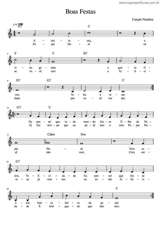 Partitura da música Boas Festas v.8