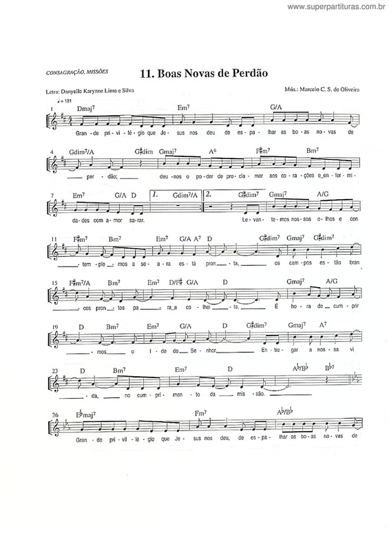 Partitura da música Boas Novas De Perdão