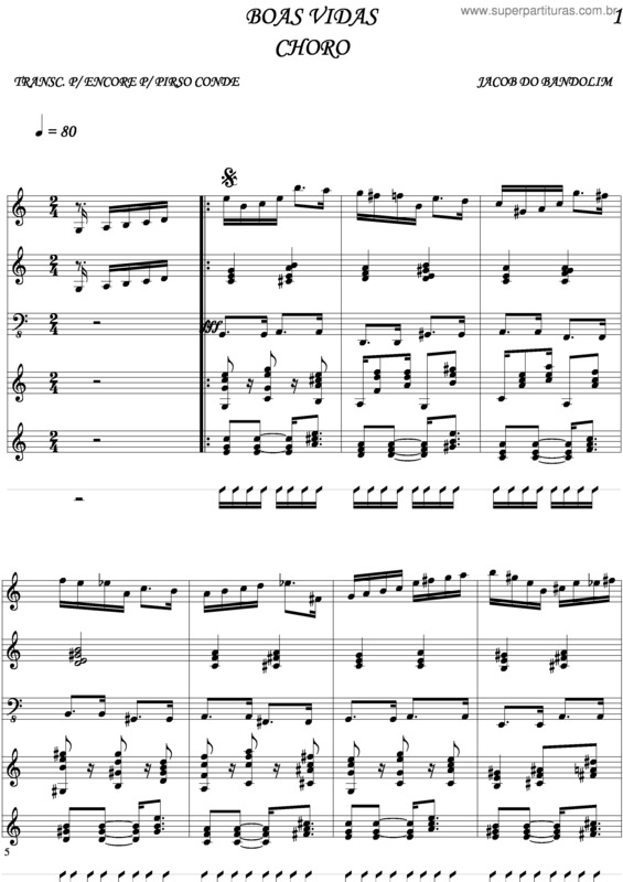 Partitura da música Boas Vidas v.2