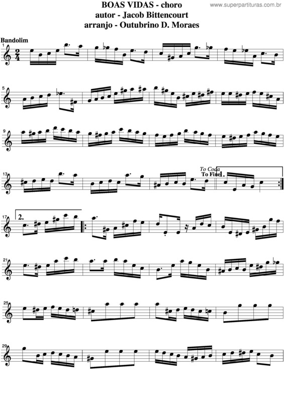 Partitura da música Boas Vidas v.3