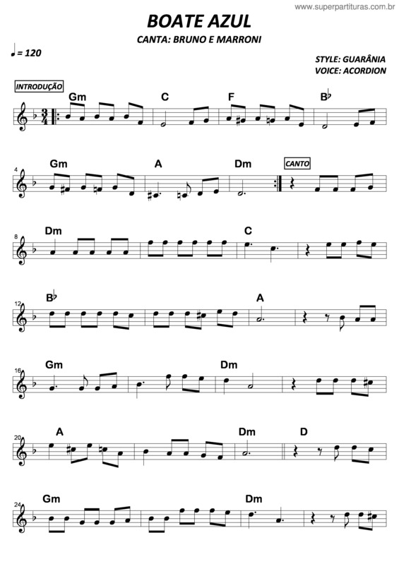 Partitura da música Boate Azul v.3