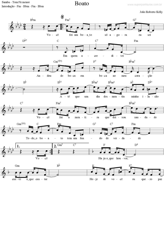 Partitura da música Boato