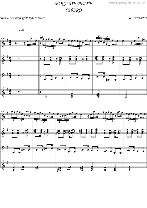 Partitura da música Boca De Peixe