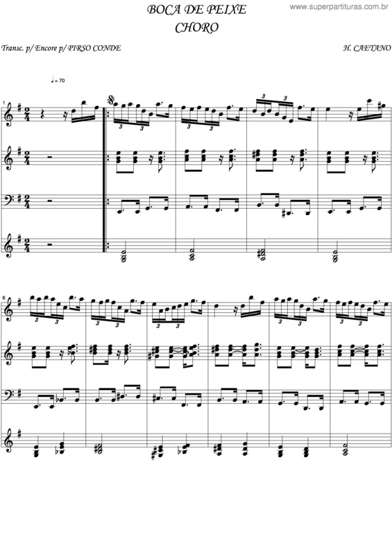 Partitura da música Boca De Peixe