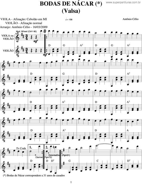 Partitura da música Bodas De Nácar