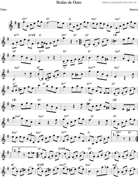 Partitura da música Bodas De Ouro v.2