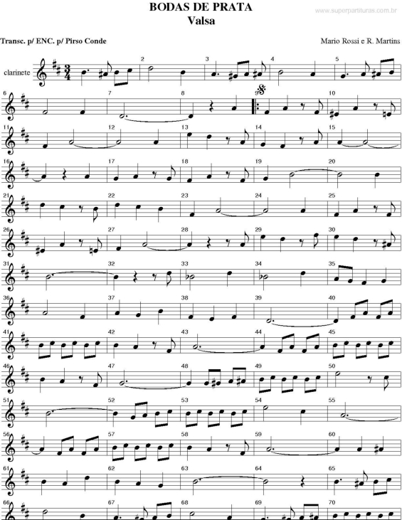 Partitura da música Bodas de Prata v.2