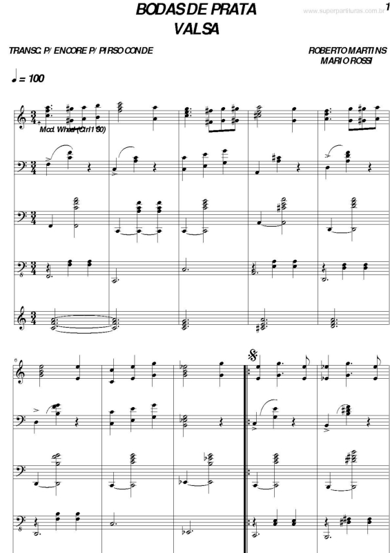 Partitura da música Bodas de Prata v.3